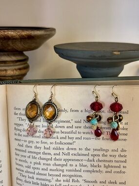 Handmade Gold-Tone Gemstone Earrings
